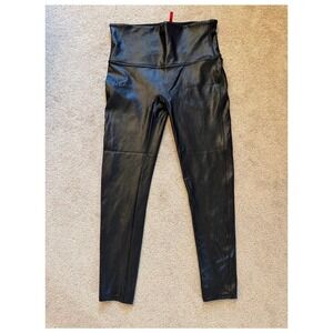 Spanx Faux Leather Leggings Black High Waisted Petite XL